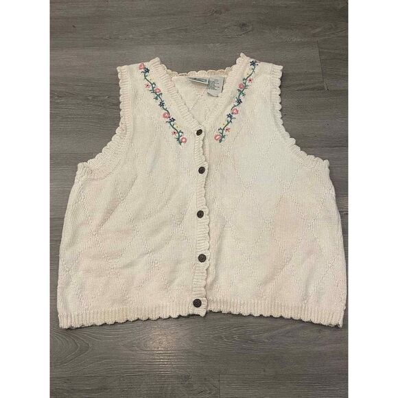 Vintage Cottage Essentials embroidered vest Women’s Large - Picture 1 of 4
